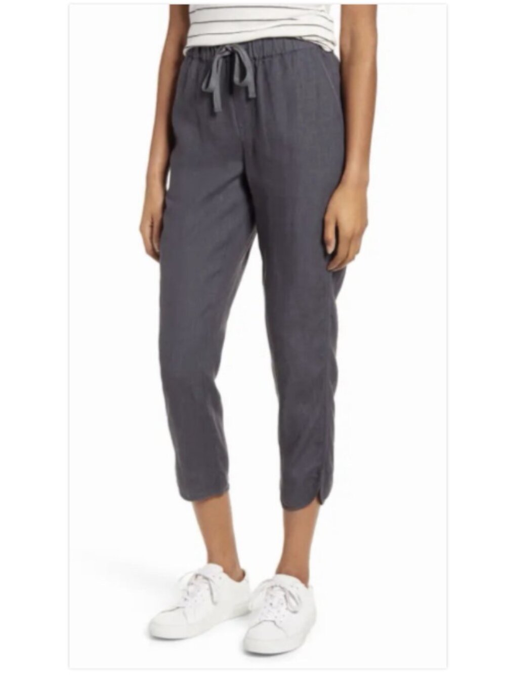 NWT Caslon Tulip Hem Linen Pants - Grey Ebony Size Medium